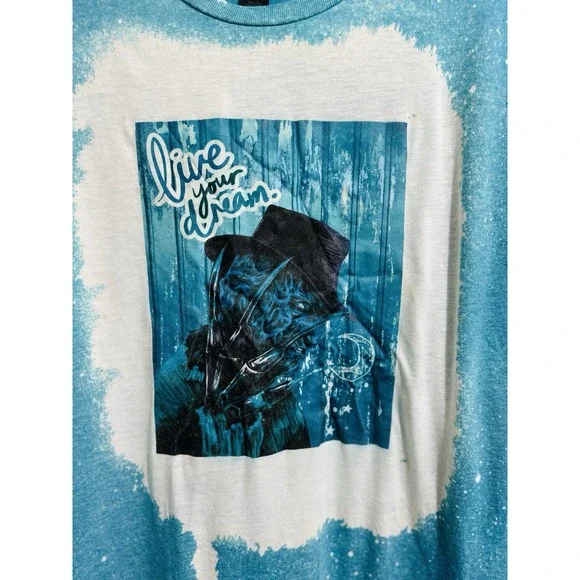 Freddy Krueger Nightmare on Elm Street Halloween "Live your Dream" Blue T Shirt - Picture 7 of 14